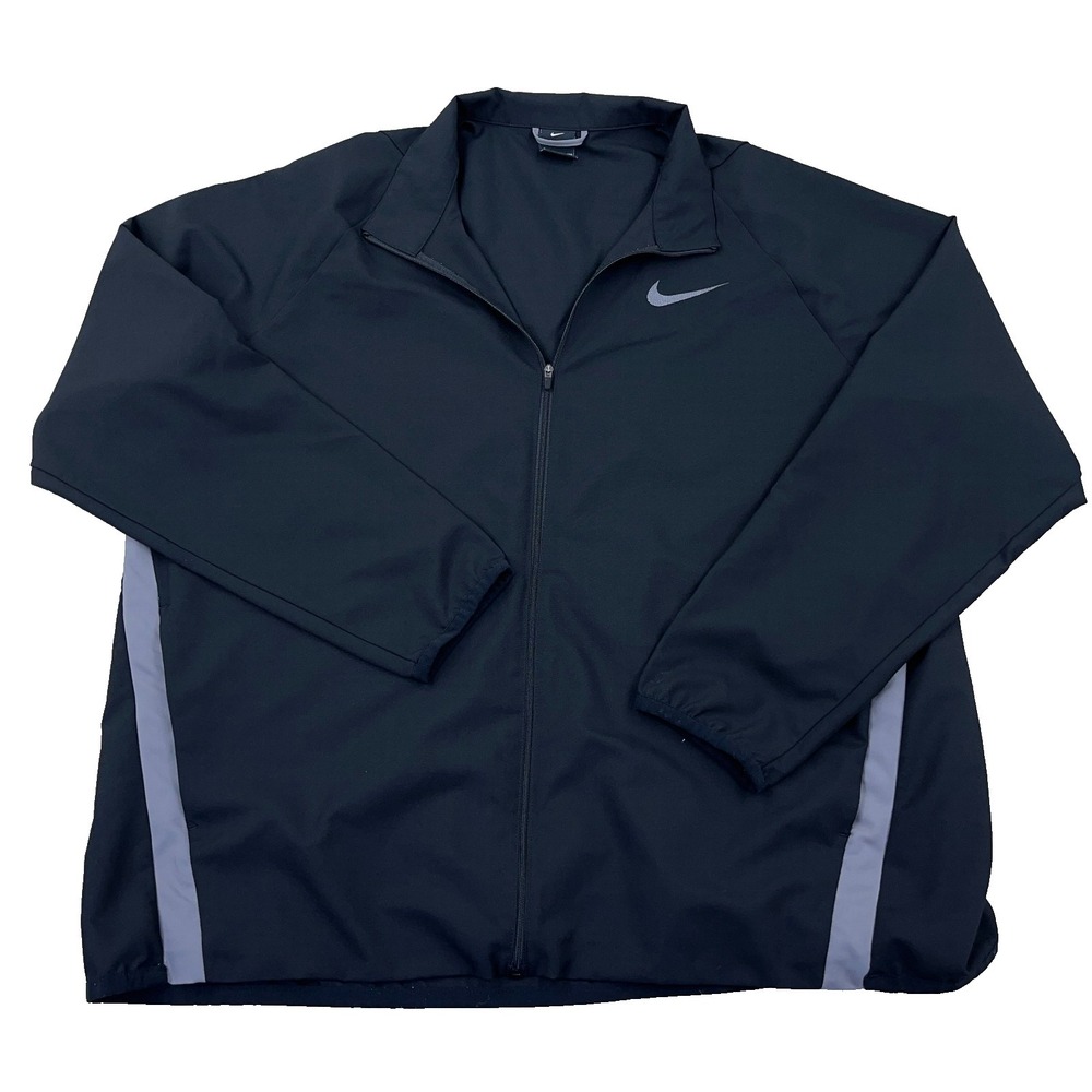 Nike Dri Fit Jacket Men XXL 2XL Black Windbreaker Track Suit Unlined Lightweight